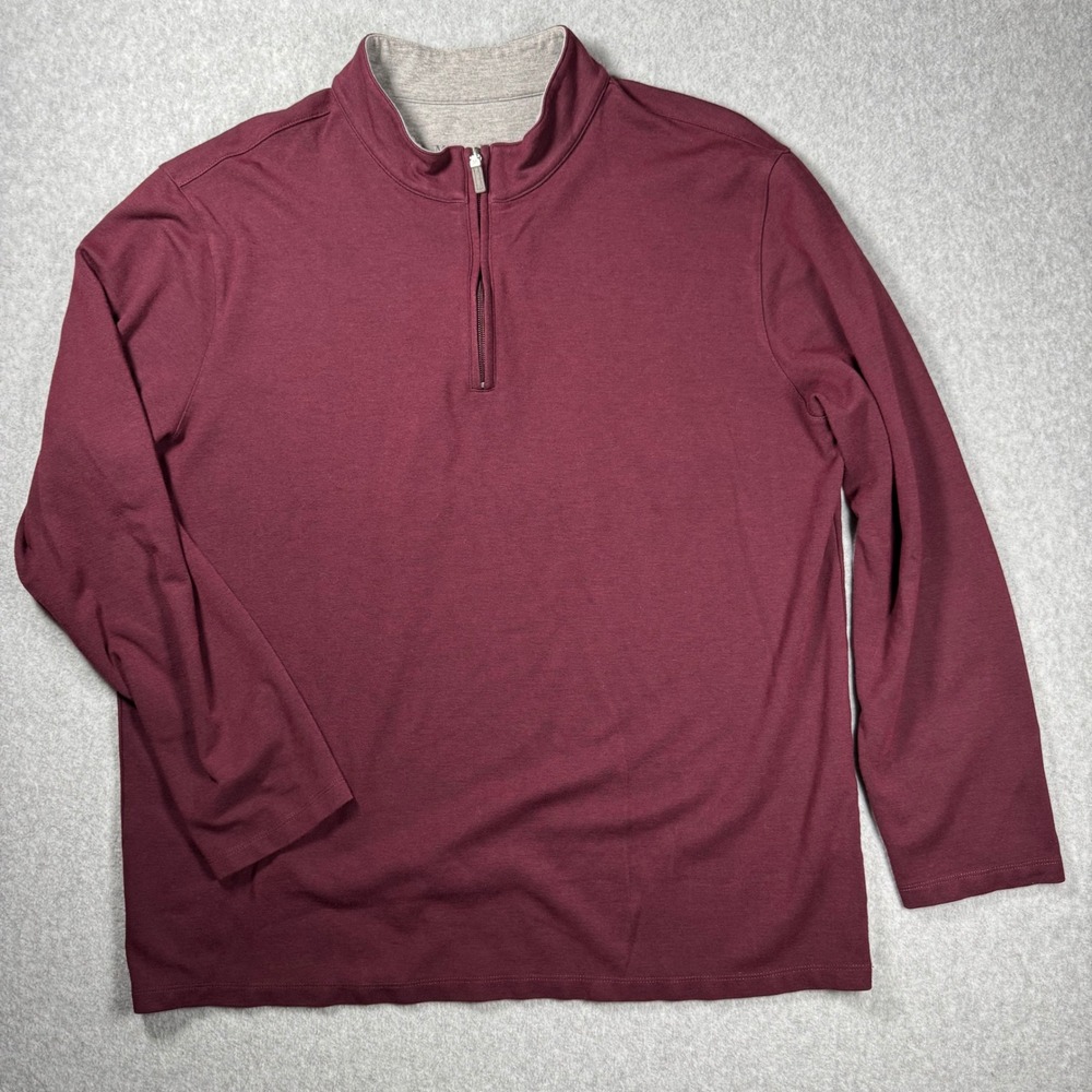 Mizzen+Main Mens XL Quarter Zip Pullover Burgundy Maroon Performance Mock Neck